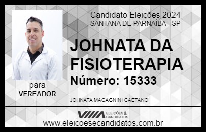 Candidato JOHNATA DA FISIOTERAPIA 2024 - SANTANA DE PARNAÍBA - Eleições