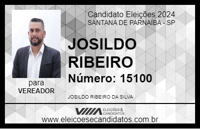 Candidato JOSILDO RIBEIRO 2024 - SANTANA DE PARNAÍBA - Eleições