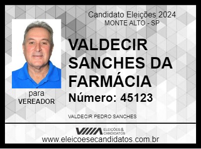 Candidato VALDECIR SANCHES DA FARMÁCIA 2024 - MONTE ALTO - Eleições