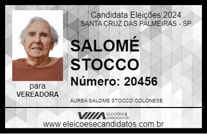 Candidato SALOMÉ STOCCO 2024 - SANTA CRUZ DAS PALMEIRAS - Eleições