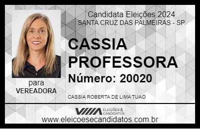 Candidato CASSIA PROFESSORA 2024 - SANTA CRUZ DAS PALMEIRAS - Eleições