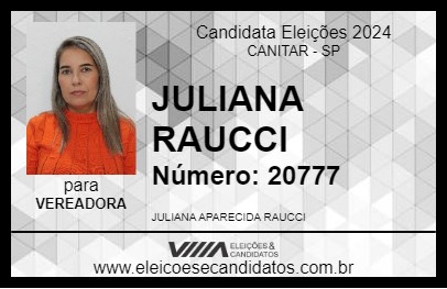 Candidato JULIANA RAUCCI 2024 - CANITAR - Eleições