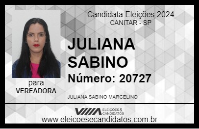 Candidato JULIANA SABINO 2024 - CANITAR - Eleições