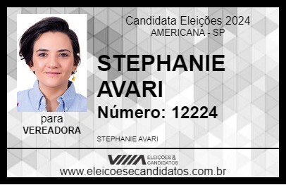 Candidato STEPHANIE AVARI 2024 - AMERICANA - Eleições