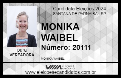 Candidato MONIKA WAIBEL 2024 - SANTANA DE PARNAÍBA - Eleições