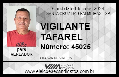 Candidato VIGILANTE TAFAREL 2024 - SANTA CRUZ DAS PALMEIRAS - Eleições