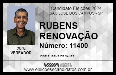 Candidato RUBENS RENOVAÇÃO 2024 - SÃO JOSÉ DOS CAMPOS - Eleições