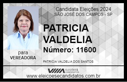 Candidato PATRICIA VALDELIA 2024 - SÃO JOSÉ DOS CAMPOS - Eleições