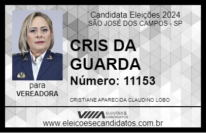 Candidato CRIS DA GUARDA 2024 - SÃO JOSÉ DOS CAMPOS - Eleições