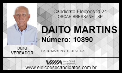 Candidato DAITO MARTINS 2024 - OSCAR BRESSANE - Eleições