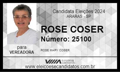 Candidato ROSE COSER 2024 - ARARAS - Eleições