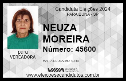 Candidato NEUZA MOREIRA 2024 - PARAIBUNA - Eleições