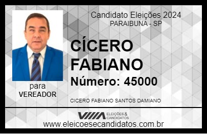 Candidato CÍCERO FABIANO 2024 - PARAIBUNA - Eleições