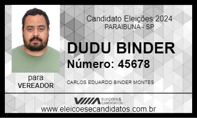 Candidato DUDU BINDER 2024 - PARAIBUNA - Eleições