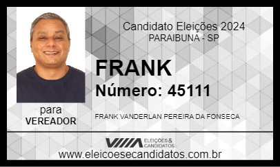 Candidato FRANK 2024 - PARAIBUNA - Eleições