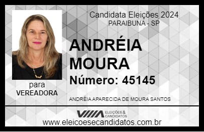 Candidato ANDRÉIA MOURA 2024 - PARAIBUNA - Eleições