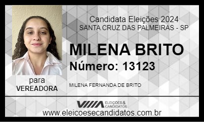 Candidato MILENA BRITO 2024 - SANTA CRUZ DAS PALMEIRAS - Eleições