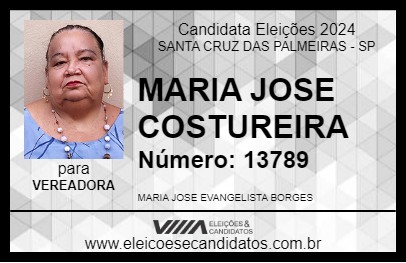 Candidato MARIA JOSE COSTUREIRA 2024 - SANTA CRUZ DAS PALMEIRAS - Eleições