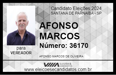 Candidato AFONSO  MARCOS 2024 - SANTANA DE PARNAÍBA - Eleições