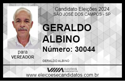 Candidato GERALDO ALBINO 2024 - SÃO JOSÉ DOS CAMPOS - Eleições