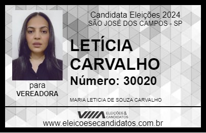 Candidato LETÍCIA CARVALHO 2024 - SÃO JOSÉ DOS CAMPOS - Eleições