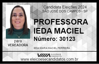 Candidato PROFESSORA IEDA MACIEL 2024 - SÃO JOSÉ DOS CAMPOS - Eleições