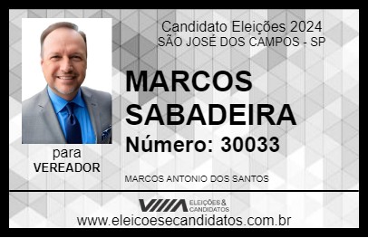 Candidato MARCOS SABADEIRA 2024 - SÃO JOSÉ DOS CAMPOS - Eleições