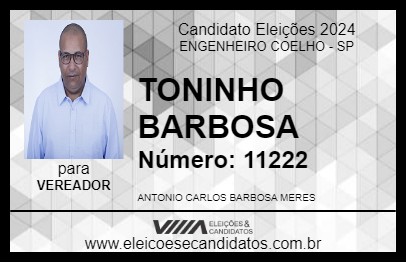 Candidato TONINHO BARBOSA 2024 - ENGENHEIRO COELHO - Eleições