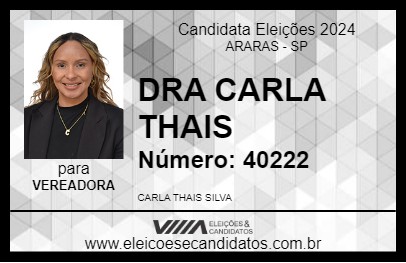 Candidato DRA CARLA THAIS 2024 - ARARAS - Eleições