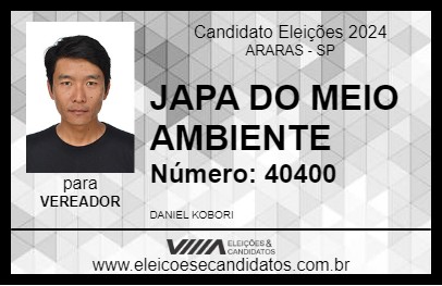 Candidato JAPA DO MEIO AMBIENTE 2024 - ARARAS - Eleições