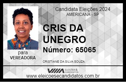 Candidato CRIS DA UNEGRO 2024 - AMERICANA - Eleições