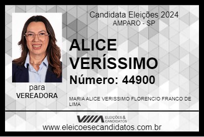 Candidato ALICE VERÍSSIMO 2024 - AMPARO - Eleições