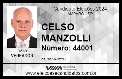 Candidato CELSO MANZOLLI 2024 - AMPARO - Eleições