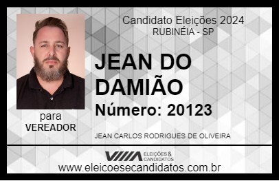 Candidato JEAN DO DAMIÃO 2024 - RUBINÉIA - Eleições