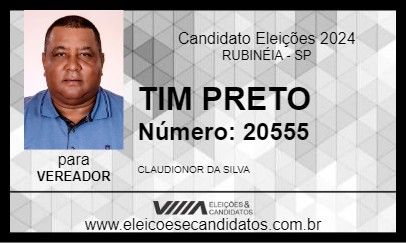 Candidato TIM PRETO 2024 - RUBINÉIA - Eleições