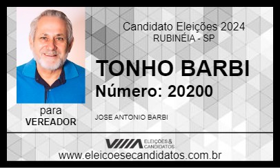 Candidato TONHO BARBI 2024 - RUBINÉIA - Eleições