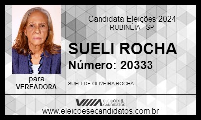 Candidato SUELI ROCHA 2024 - RUBINÉIA - Eleições