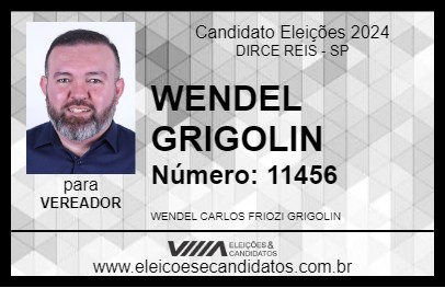 Candidato WENDEL GRIGOLIN 2024 - DIRCE REIS - Eleições