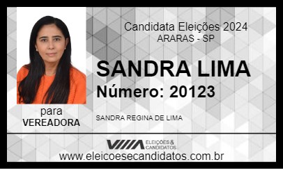 Candidato SANDRA LIMA 2024 - ARARAS - Eleições