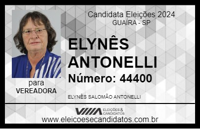 Candidato ELYNÊS ANTONELLI 2024 - GUAÍRA - Eleições