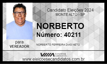 Candidato NORBERTO 2024 - MONTE ALTO - Eleições