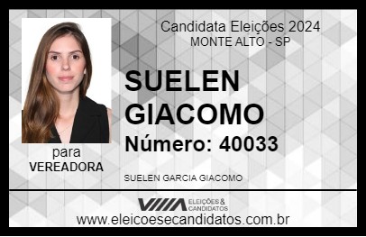 Candidato SUELEN GIACOMO 2024 - MONTE ALTO - Eleições