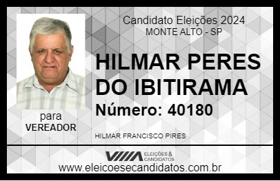 Candidato HILMAR PERES DO IBITIRAMA 2024 - MONTE ALTO - Eleições