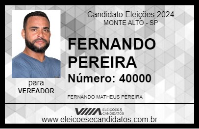 Candidato FERNANDO PEREIRA 2024 - MONTE ALTO - Eleições