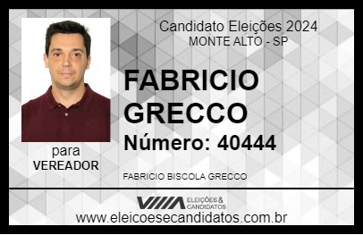 Candidato FABRICIO GRECCO 2024 - MONTE ALTO - Eleições