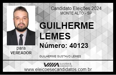 Candidato GUILHERME LEMES 2024 - MONTE ALTO - Eleições