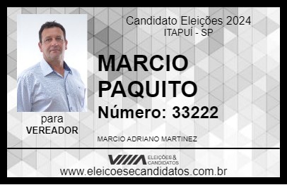 Candidato MARCIO PAQUITO 2024 - ITAPUÍ - Eleições