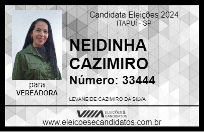 Candidato NEIDINHA CAZIMIRO 2024 - ITAPUÍ - Eleições