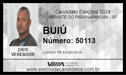 Candidato BUIÚ 2024 - MIRANTE DO PARANAPANEMA - Eleições