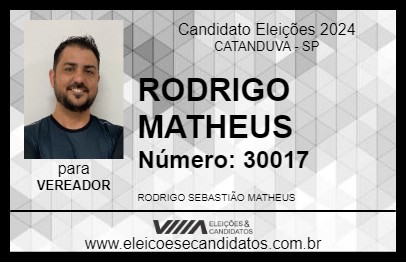 Candidato RODRIGO MATHEUS 2024 - CATANDUVA - Eleições